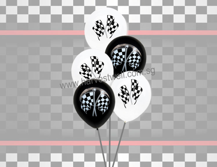 F1 Racing Checkered Flag Helium Latex Balloon Bouquet